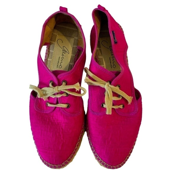 Gaimo Ronda Fuchsia Pink Silk Jute Platform Espadrilles sz 37 / US 6.5-7 - Picture 3 of 10
